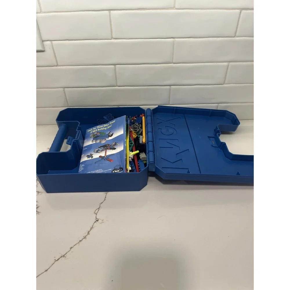K'nex Blue Carry Case 9x9x3 with Pieces & Manual Instructions Kit Vintage